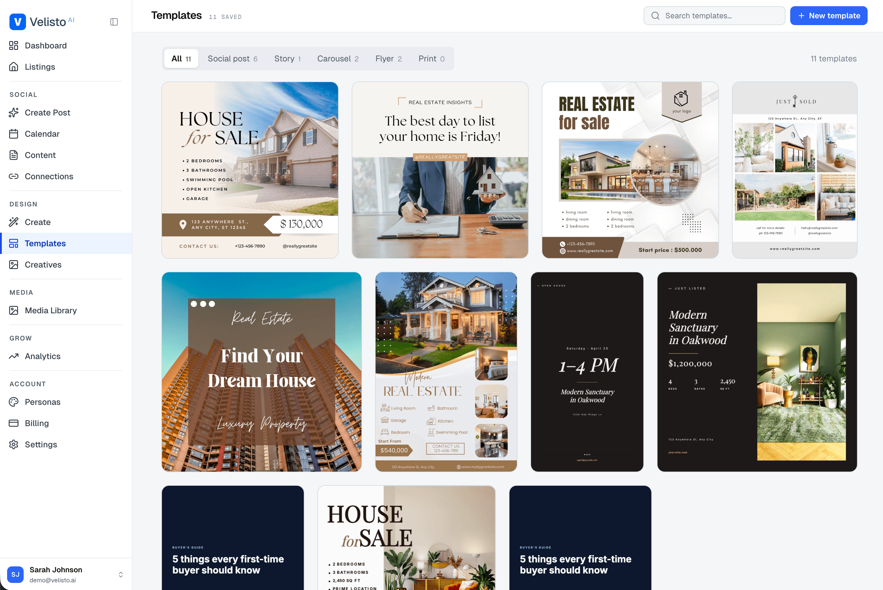 Velisto template library — designer-made for real estate
